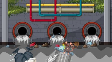 Su kirliliği üzerinden şehir drenaj illüstrasyon