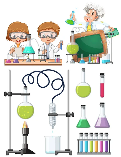 Cientista Pesquisando Ilustração Laboratório —  Vetores de Stock