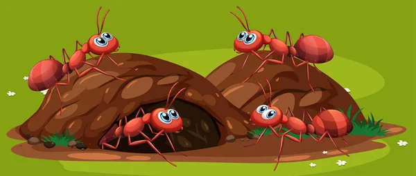 Group Working Ants Illustration — Stock Vector