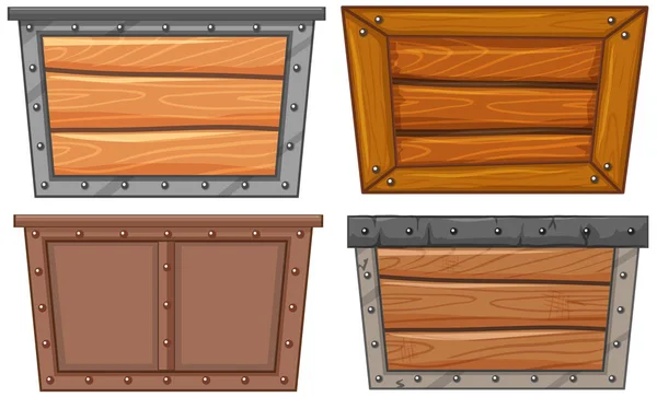 Conjunto Ilustración Marco Madera — Archivo Imágenes Vectoriales