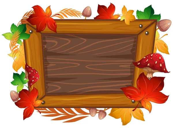 Wooden Frame Autumn Theme Illustration — Stock Vector