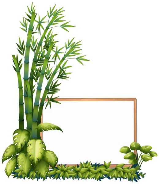 Een Illustratie Van Natuurlijke Bamboe Houten Frame — Stockvector