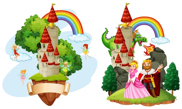 美丽的童话城堡例证 — 图库矢量图片