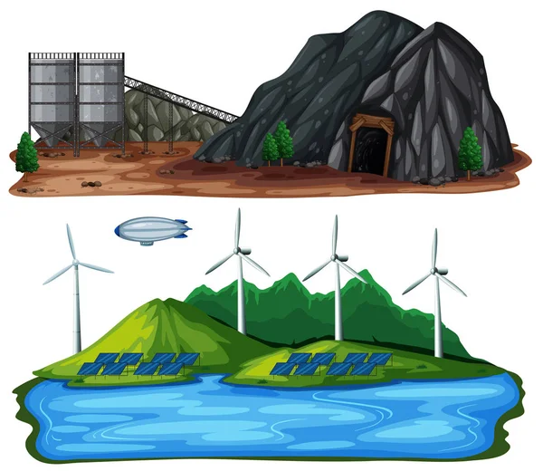 Set Natural Power Plant Illustration — Stock Vector