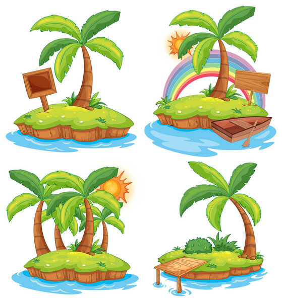 A Set of Island on White Background illustration