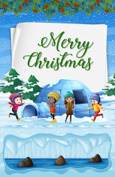 Merry Christmas at North Pole illustration