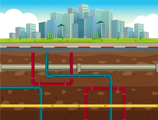 Illustration Système Souterrain Conduites Eau — Image vectorielle