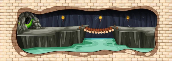 Illustration Einer Mysteriösen Unterirdischen Drachenhöhle — Stockvektor