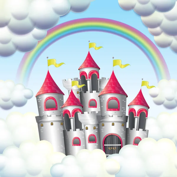 Een Illustratie Van Rainbow Mooi Kasteel — Stockvector