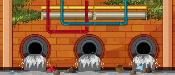 Su kirliliği, atık boru illüstrasyon