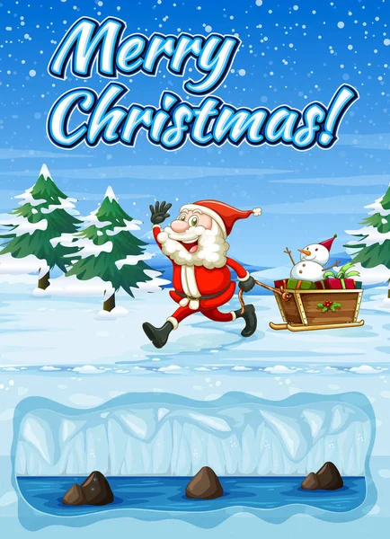 Een Illustratie Van Snowt Merry Christmas Card — Stockvector