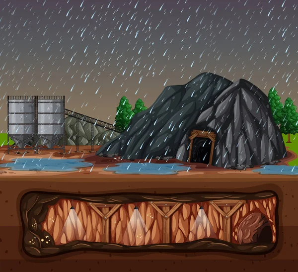 Bir taş benimkinde yağmurlu bir gün illüstrasyon