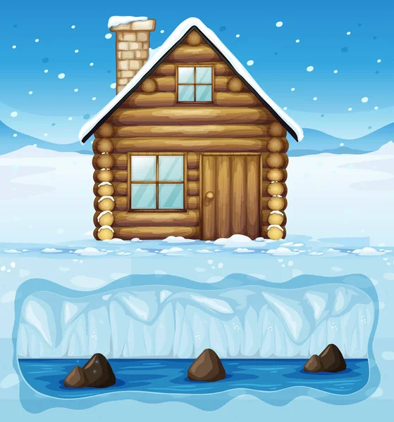 Winter Hut North Pole Illustration — Stock Vector