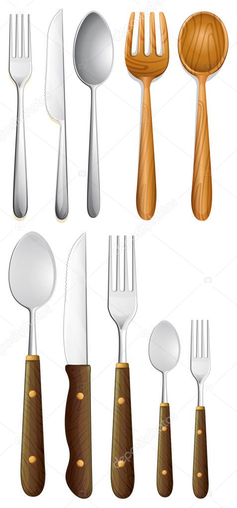 Set of Silverware on White Background illustration