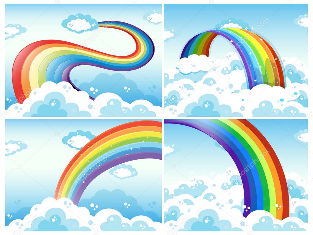 A Set of Rainbow and Cloud illustration