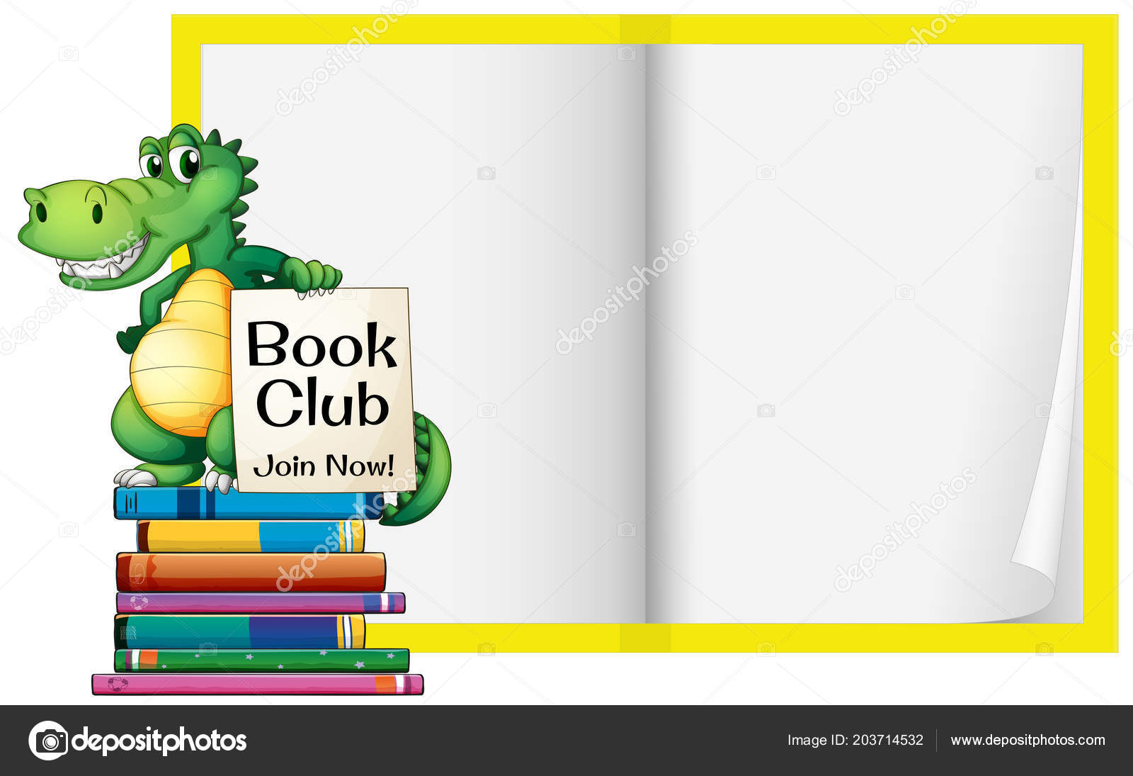 blank book crocodile template illustration stock vector