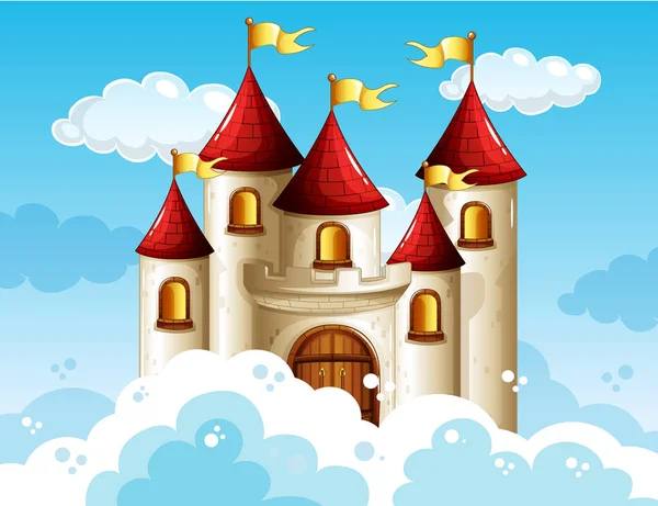 Castello Delle Fiabe Sul Cielo Illustrazione — Vettoriale Stock