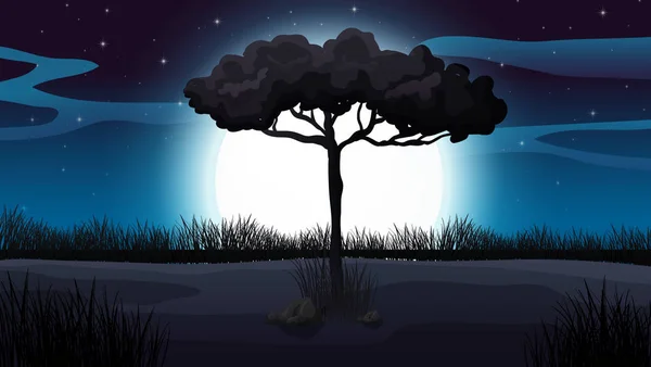 Forêt Clair Lune Illustration Scène — Image vectorielle
