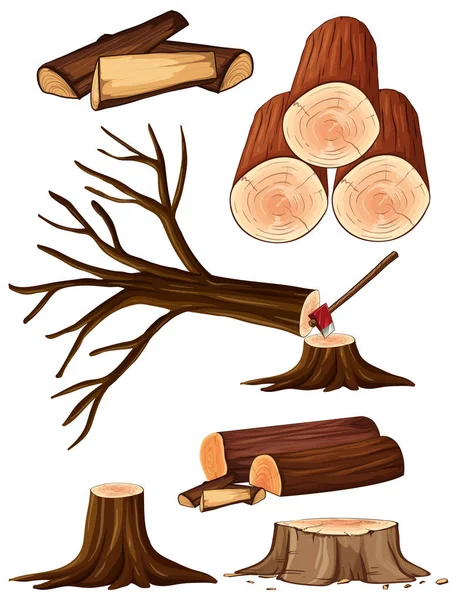Ilustracja Procesu Cięcia Drzewa — Wektor stockowy