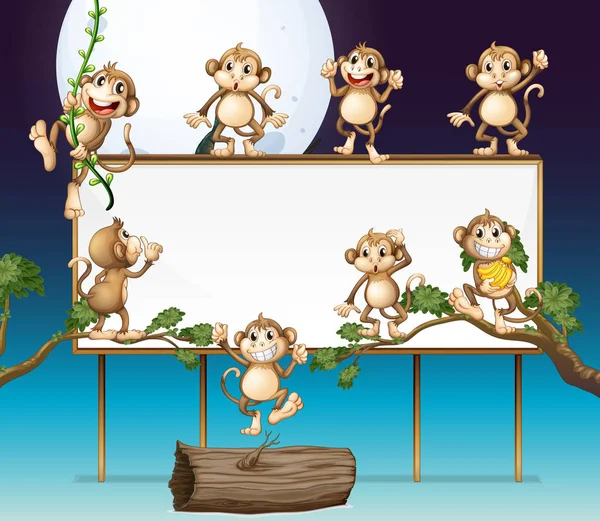 Playful Monkey Whiteboard Illustration — Stock Vector