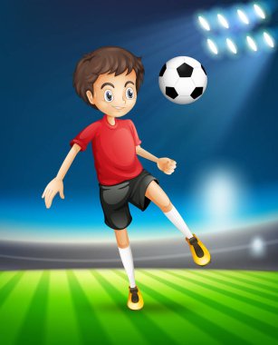 Futbol topu illüstrasyon tekme oynayan
