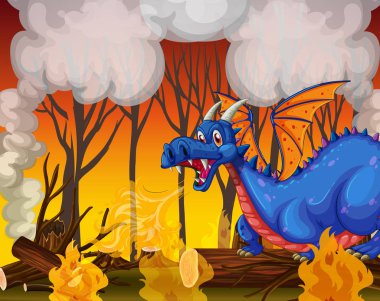 Dragon gömme orman illüstrasyon