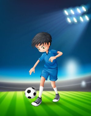 Bir futbolcu, stadyum illüstrasyon