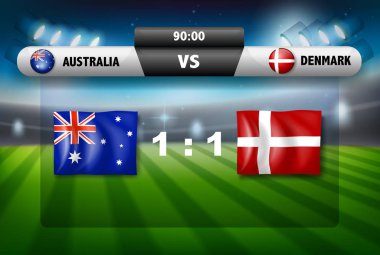 Avustralya vs Danimarka futbol yönetim kurulu konsept illüstrasyon