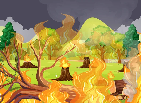 Una Aterradora Ilustración Incendios Forestales — Archivo Imágenes Vectoriales