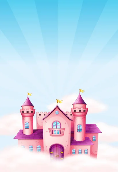 Różowa Wróżka Zamek Tła Ilustracji — Wektor stockowy