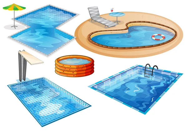 Set Swimming Pool Illustration — Stock Vector