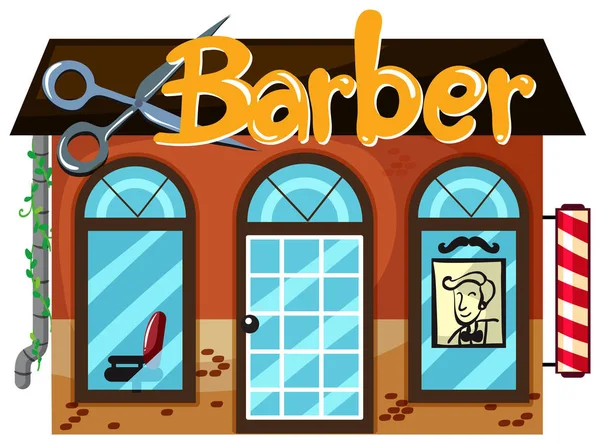 Exterior Barber Shop Illustration — Stock Vector