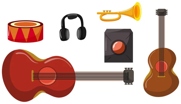 Conjunto Diferentes Instrumentos Musicais Ilustração — Vetor de Stock