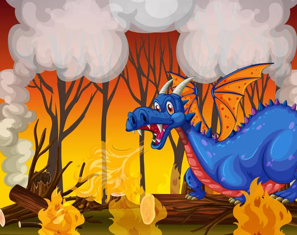 Dragon Enterre Illustration Forêt — Image vectorielle