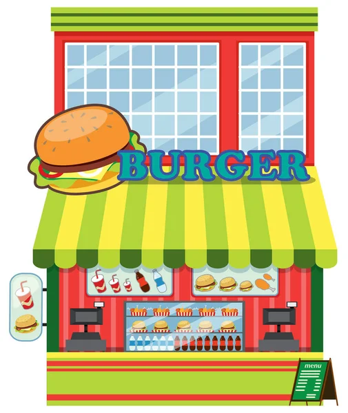 Dış Burger Dükkanı Şekil — Stok Vektör