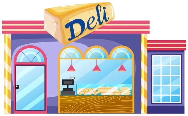 Exterior Tienda Delicatessen Ilustración — Archivo Imágenes Vectoriales