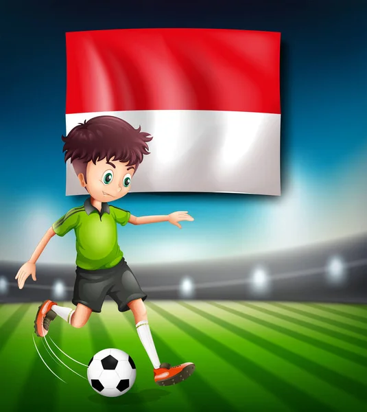 Endonezya Futbol Oyuncu Konsept Illüstrasyon — Stok Vektör