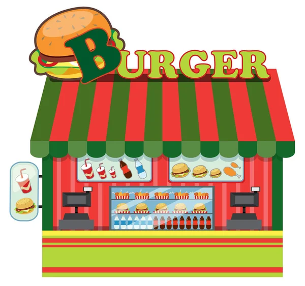 Külső Részén Egy Burger Shop Illusztrációja — Stock Vector
