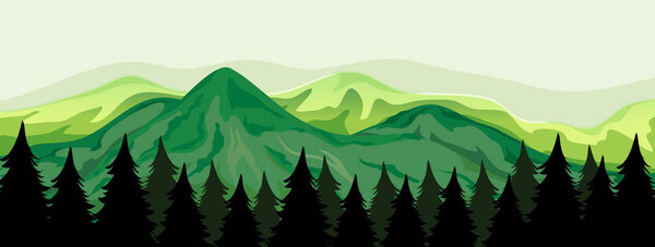 A beautiful mountain view illustration