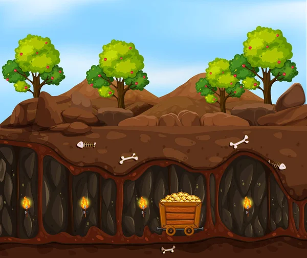 Ilustrace Undergroundem Důlní — Stockový vektor