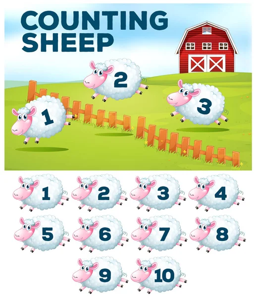 数える羊ファームの概念図 — ストックベクタ