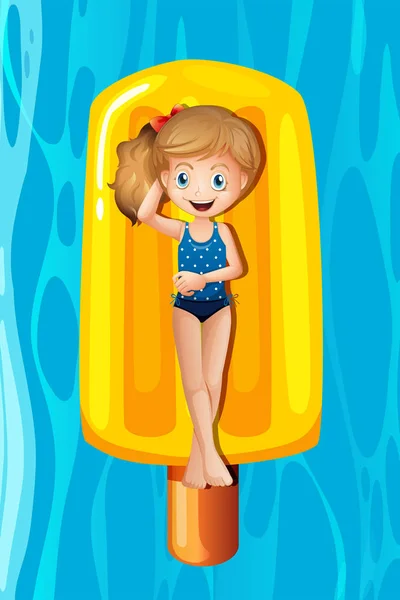 Jeune Fille Relaxant Sur Popsicle Illustration Gonflable — Image vectorielle