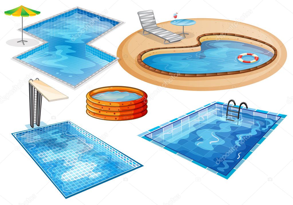 A set of swimming pool illustration