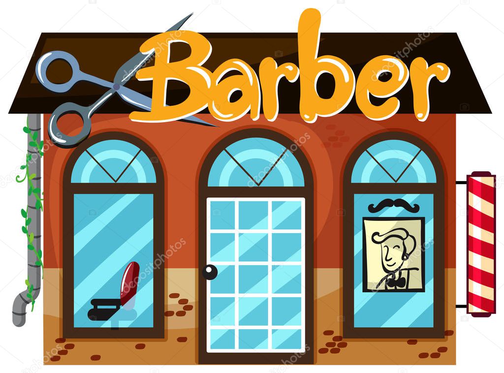Exterior of barber shop illustration