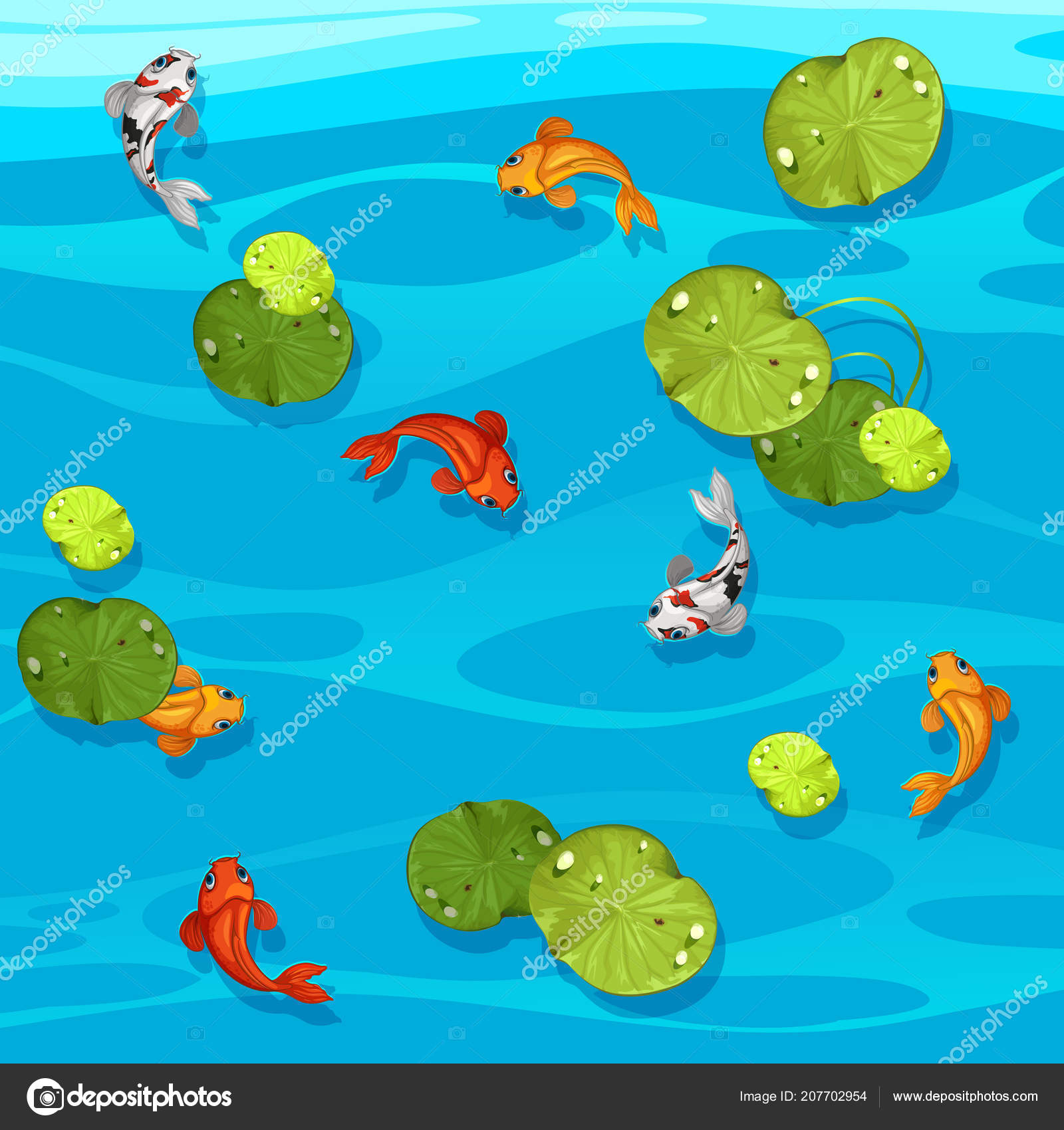Large Koi Fish Pond Illustration Stock Vector Image by ©interactimages  #207702954