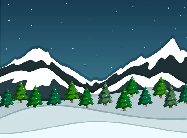 Snöig Berg Landskap Illustration — Stock vektor