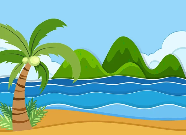 Een Zomer Strand Landschap Illustratie — Stockvector