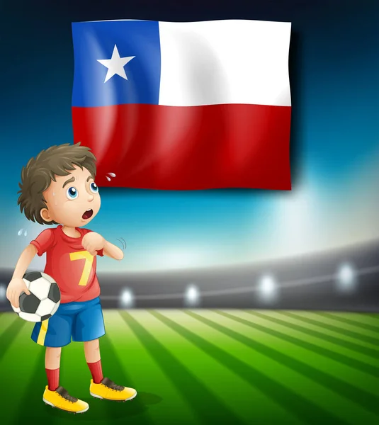 Soccer Player Infront Flag Chile Illustration — Stock Vector