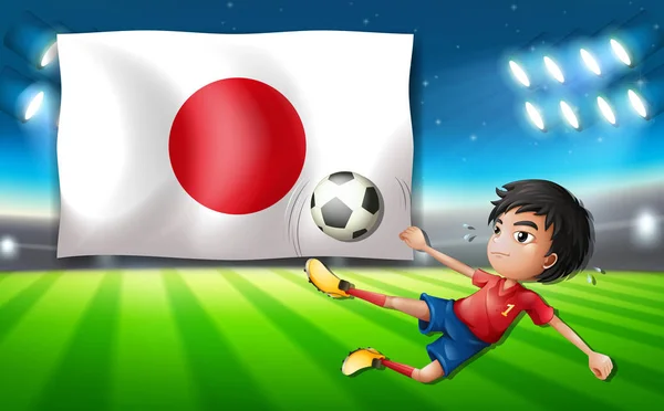 Plantilla Jugador Fútbol Japonés Ilustración — Vector de stock
