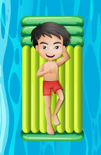 Young Boy Relaxing Pool Float Illustration — Stock Vector